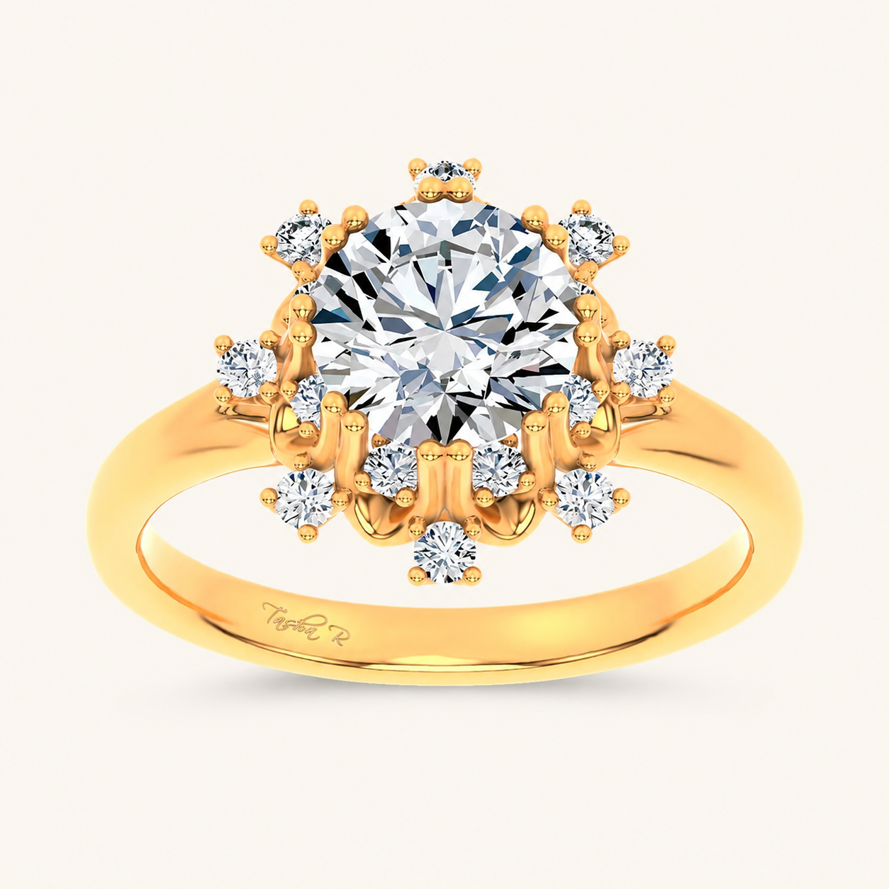 1.74CT Round Cut Lab Diamond Floral Halo Ring