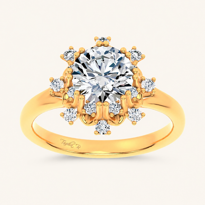 1.74CT Round Cut Lab Diamond Floral Halo Ring