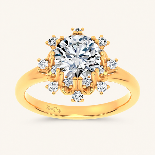 1.74CT Round Cut Lab Diamond Floral Halo Ring