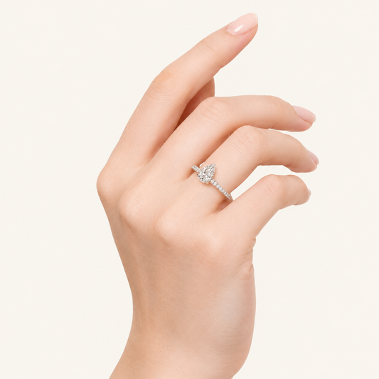 1.25CT Pear Cut Lab Grown Diamond Solitaire Ring