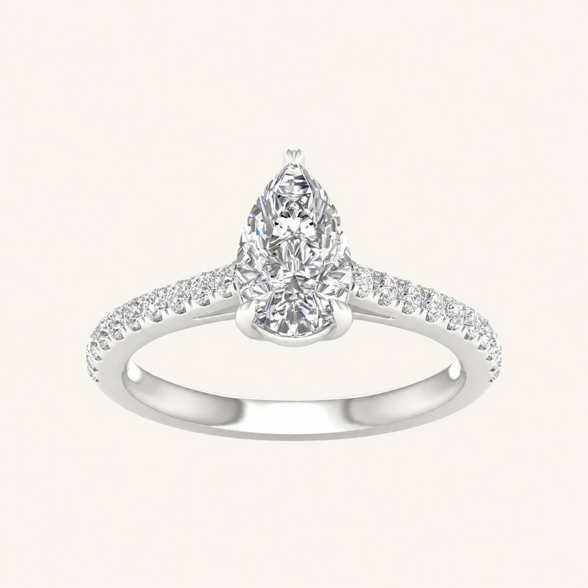1.25CT Pear Cut Lab Grown Diamond Solitaire Ring