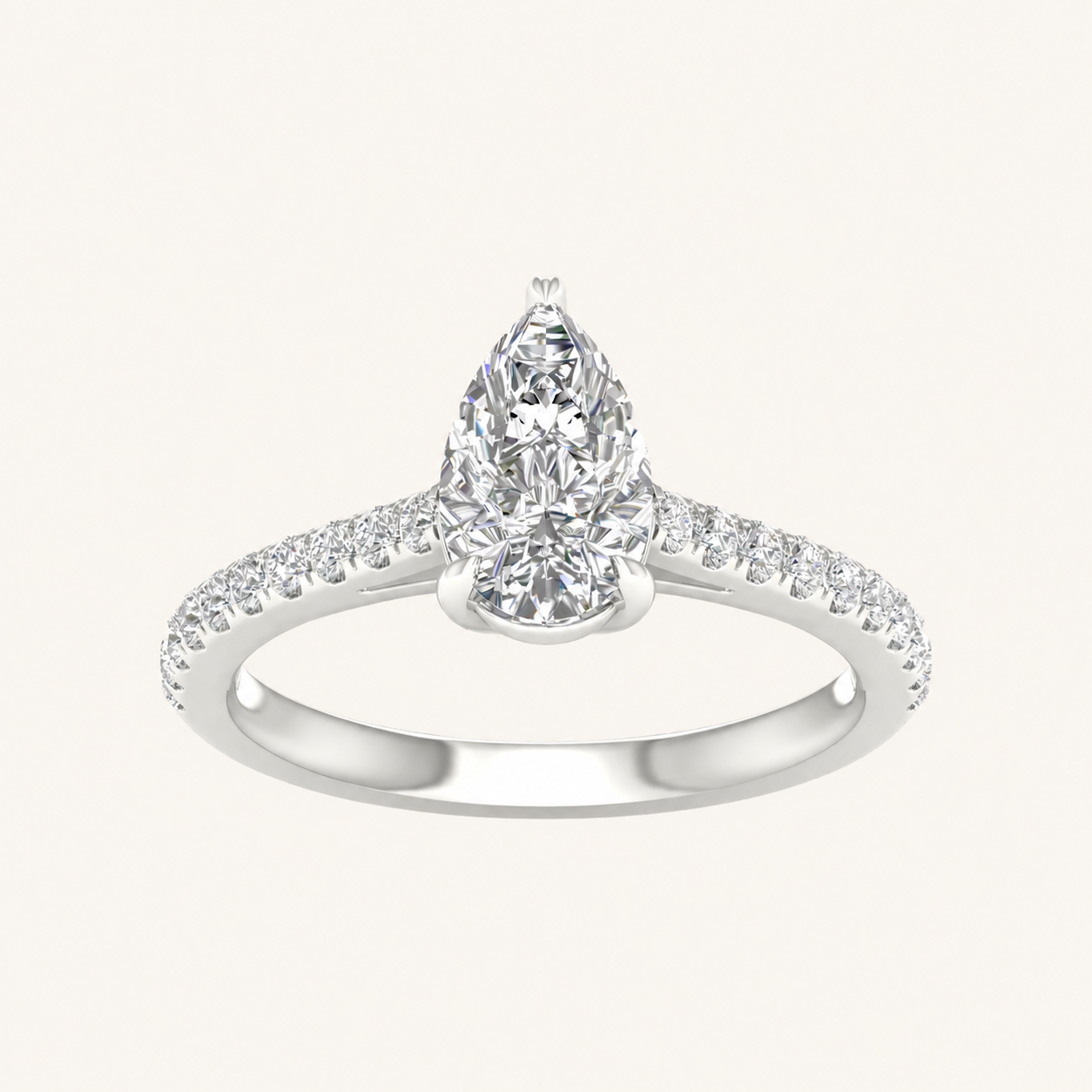 1.25CT Pear Cut Lab Grown Diamond Solitaire Ring
