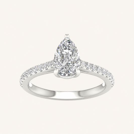 1.25CT Pear Cut Lab Grown Diamond Solitaire Ring
