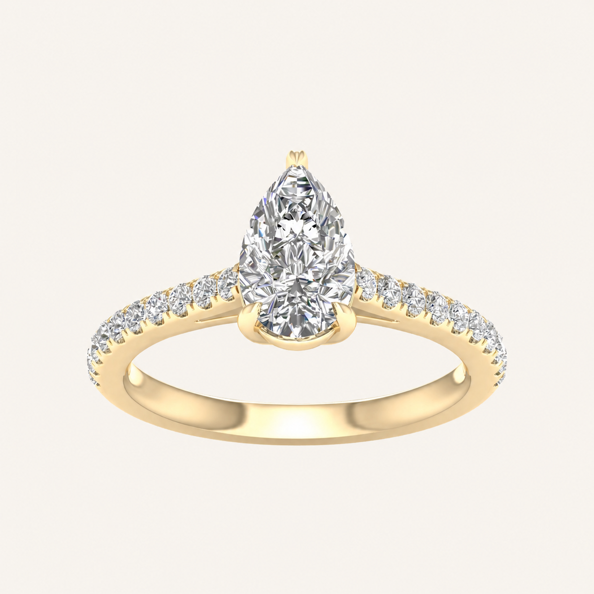 1.25CT Pear Cut Lab Grown Diamond Solitaire Ring