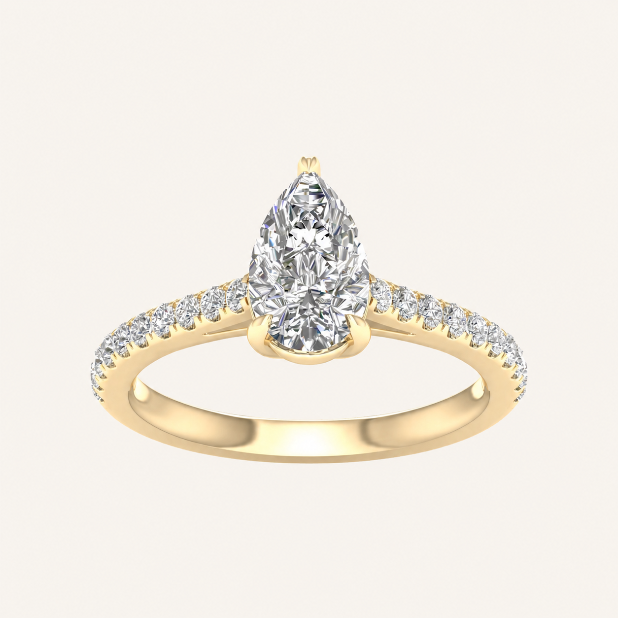 1.25CT Pear Cut Lab Grown Diamond Solitaire Ring