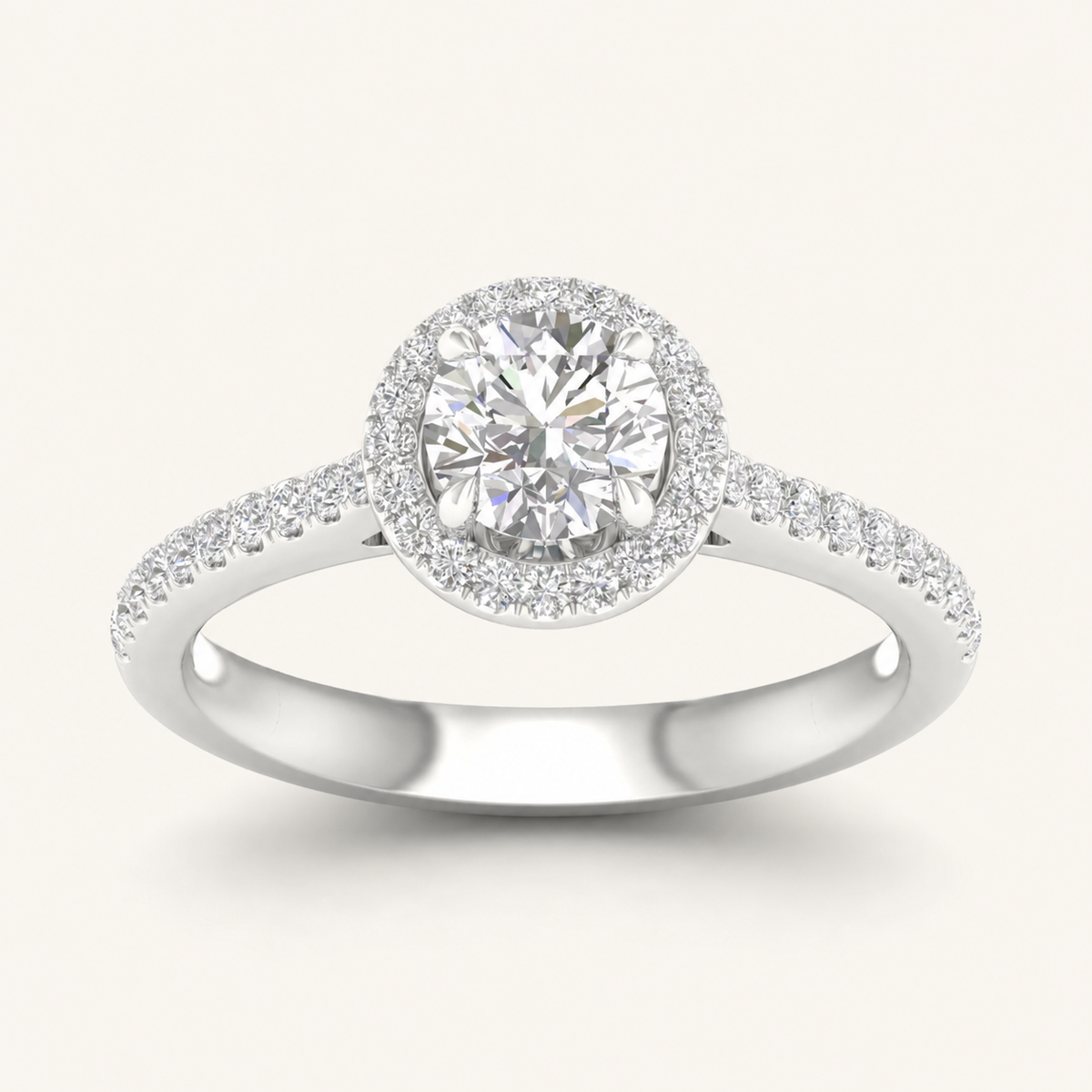 1.25CT Round Cut Lab Grown Diamond Halo Ring