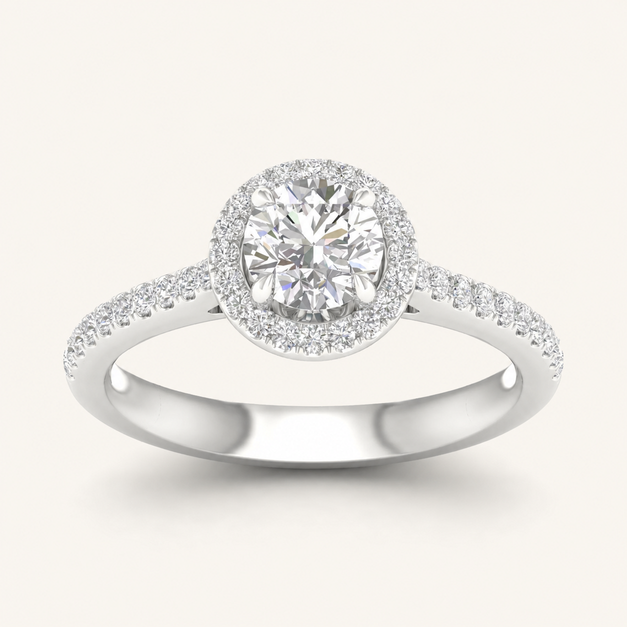 1.25CT Round Cut Lab Grown Diamond Halo Ring