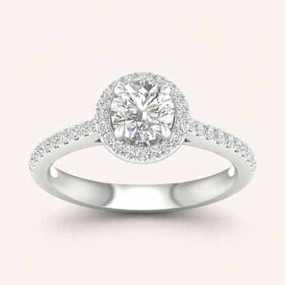 1.25CT Round Cut Lab Grown Diamond Halo Ring