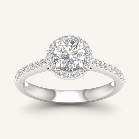 1.25CT Round Cut Lab Grown Diamond Halo Ring