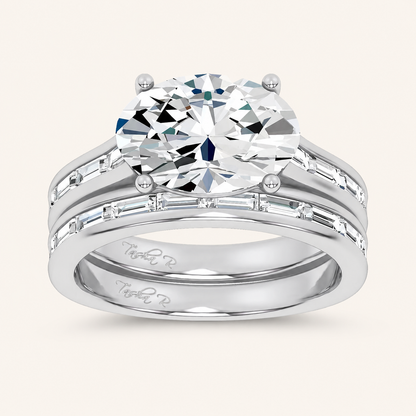 3.57CT Oval Cut Certified Lab Grown Diamond Bridal Set