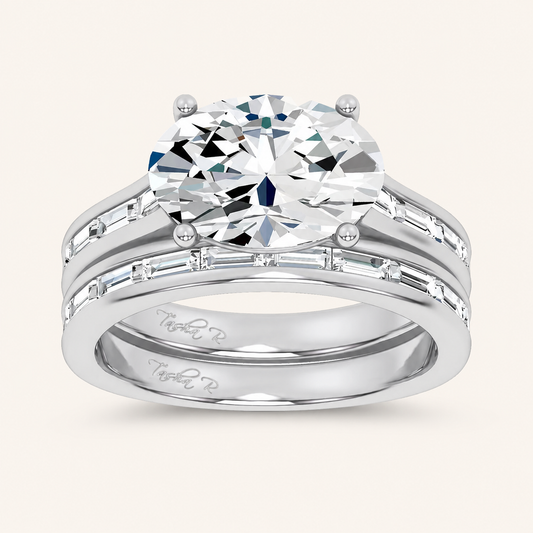 3.57CT Oval Cut Certified Lab Grown Diamond Bridal Set
