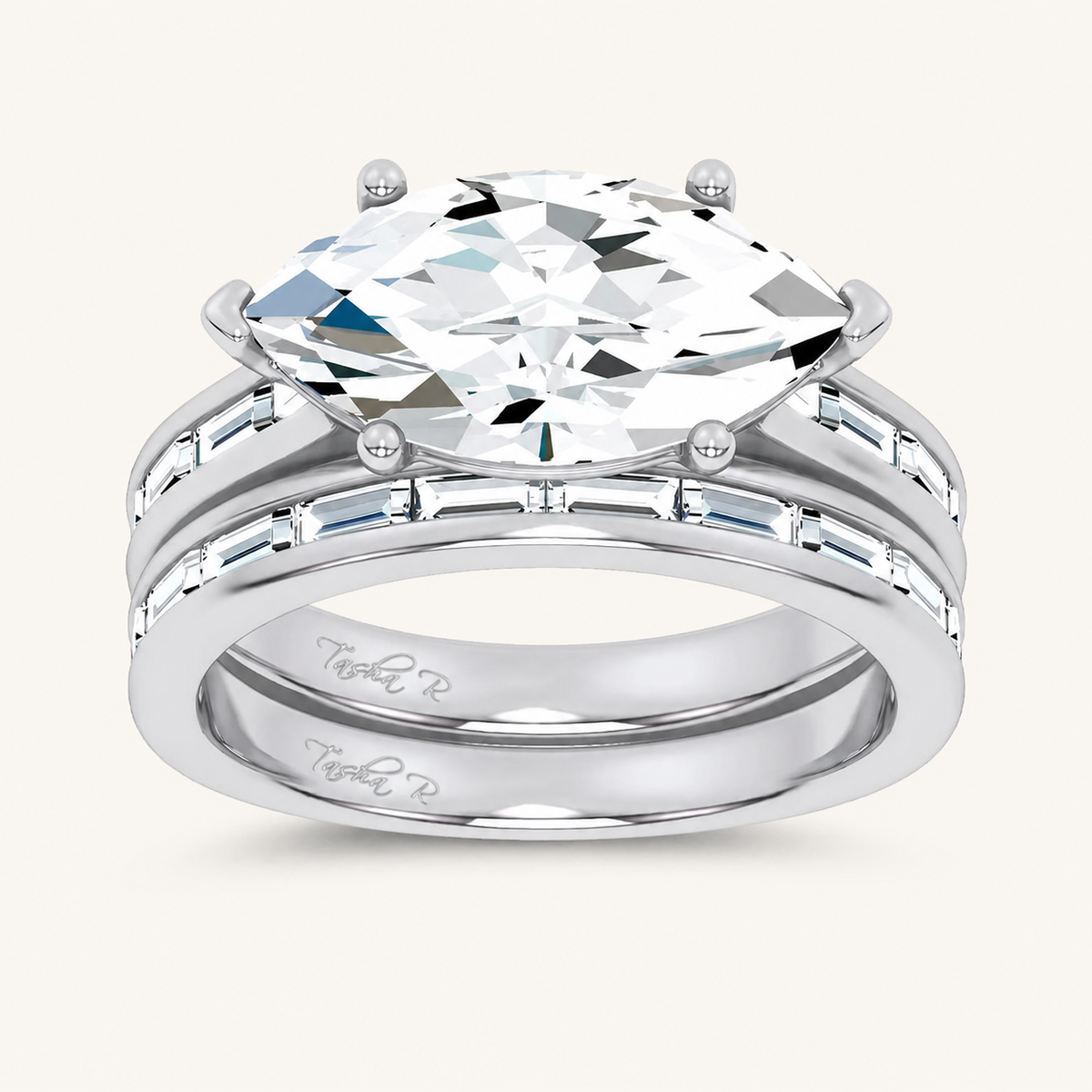 3.57CT Marquise Cut Certified Lab Grown Diamond Bridal Set