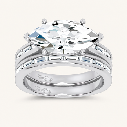 3.57CT Marquise Cut Certified Lab Grown Diamond Bridal Set