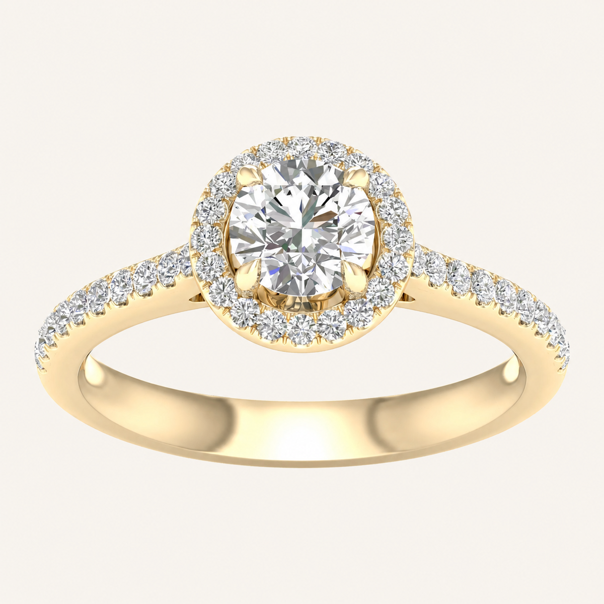 1.25CT Round Cut Lab Grown Diamond Halo Ring