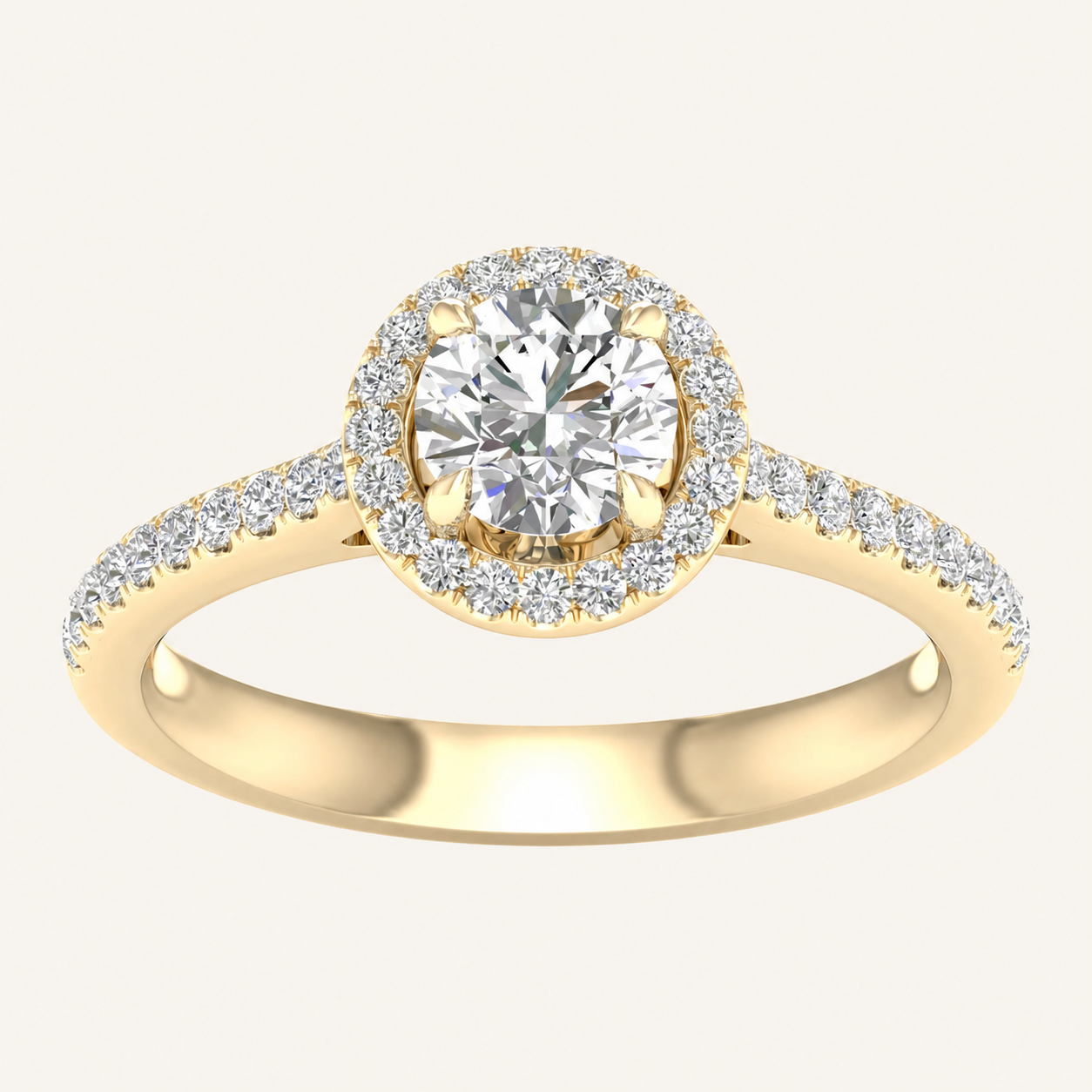 1.25CT Round Cut Lab Grown Diamond Halo Ring