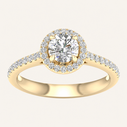 1.25CT Round Cut Lab Grown Diamond Halo Ring