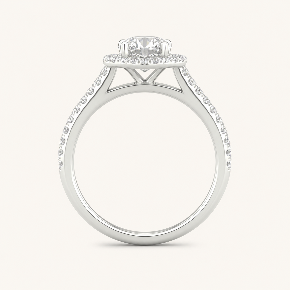 1.25CT Round Cut Lab Grown Diamond Halo Ring