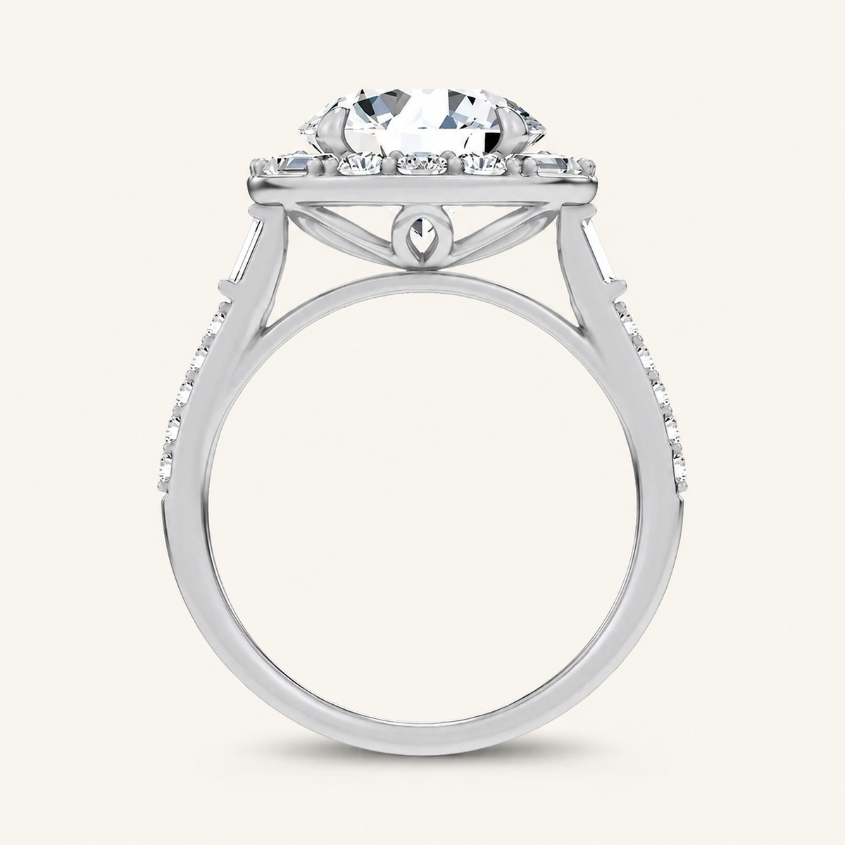 3.63CT Round Cut Certified Lab Grown Diamond Halo Engagement Ring