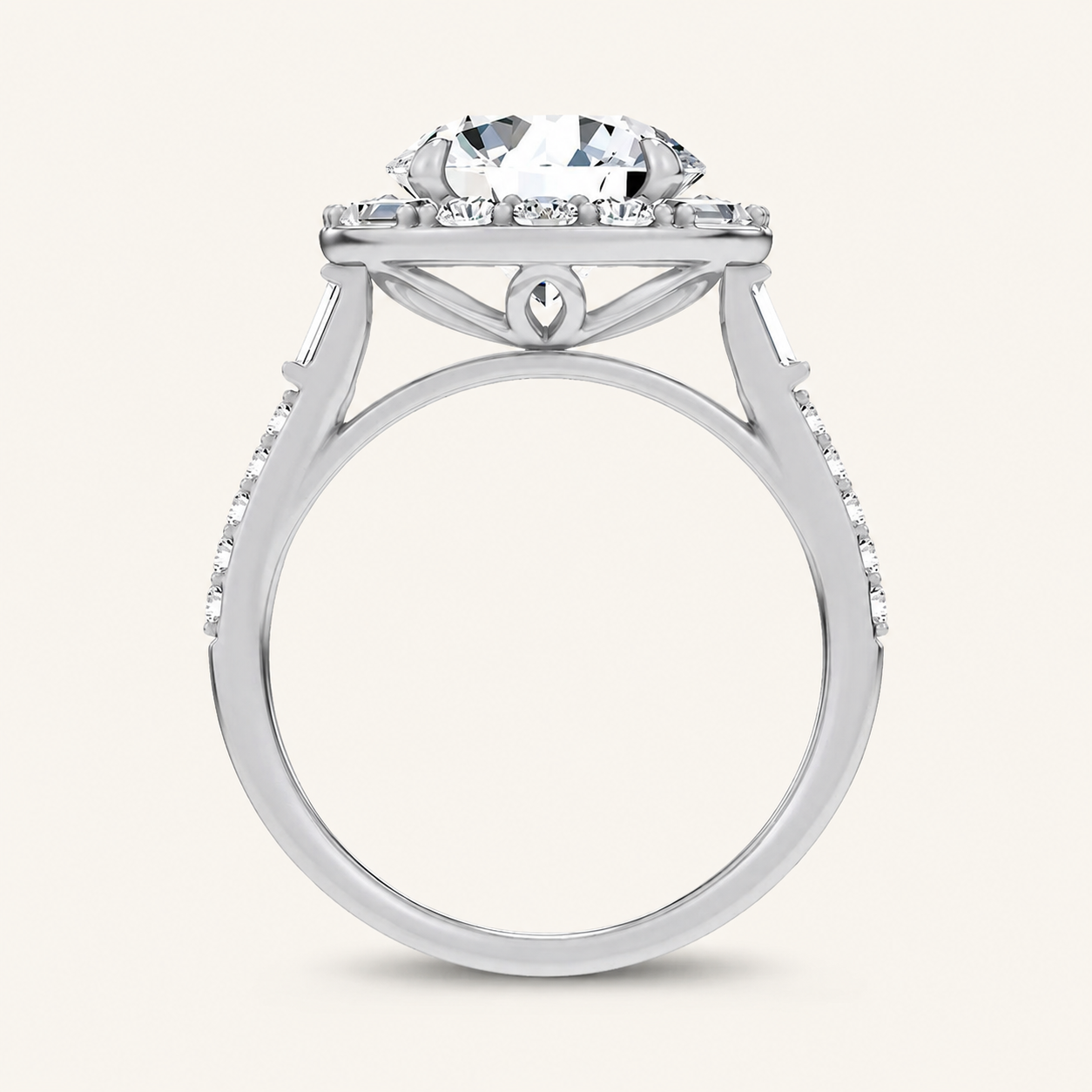 3.63CT Round Cut Certified Lab Grown Diamond Halo Engagement Ring