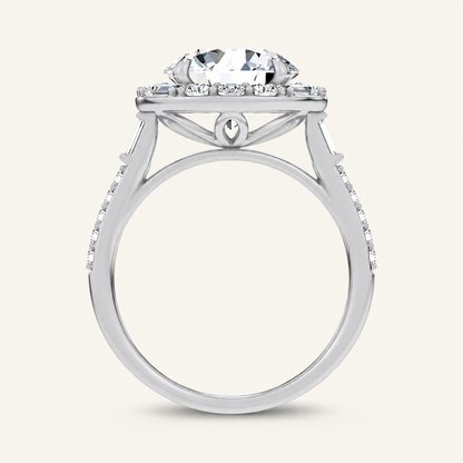 3.63CT Round Cut Certified Lab Grown Diamond Halo Engagement Ring