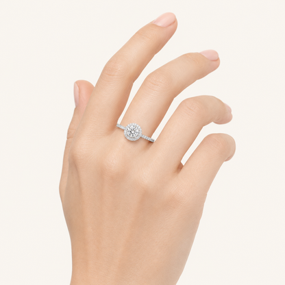 1.25CT Round Cut Lab Grown Diamond Halo Ring