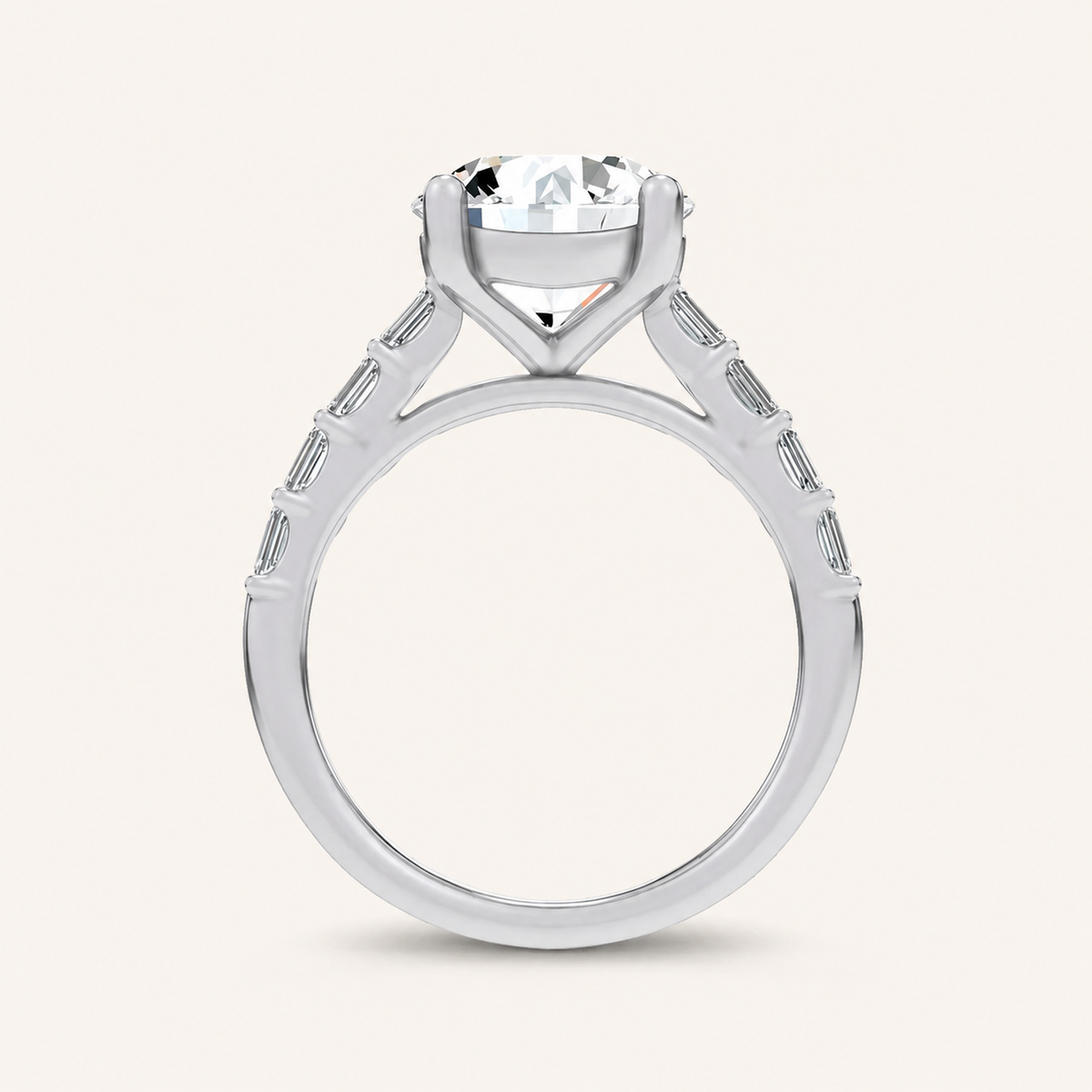 3.64CT Round Cut Certified Lab Grown Diamond Solitaire Engagement Ring