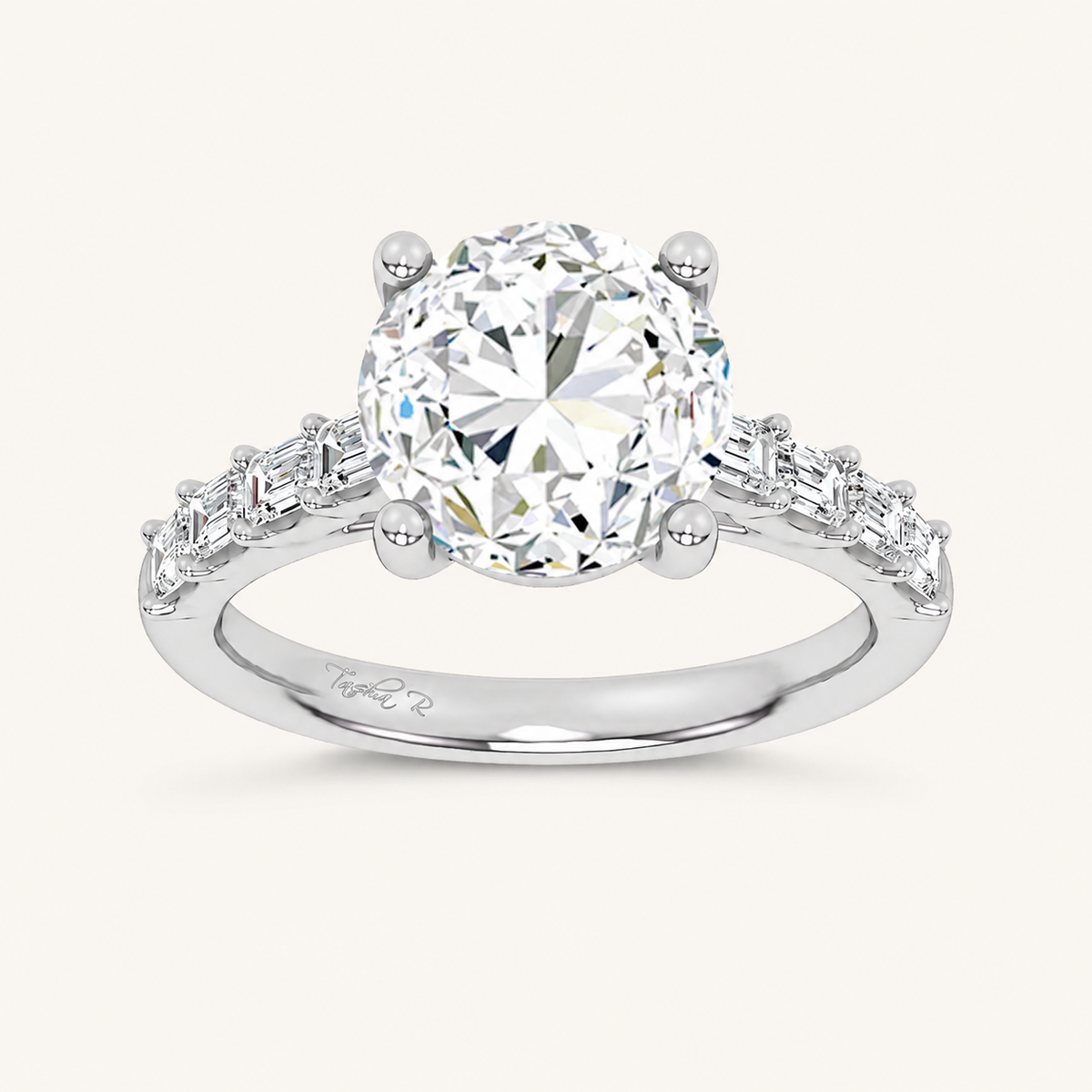 3.64CT Round Cut Certified Lab Grown Diamond Solitaire Engagement Ring