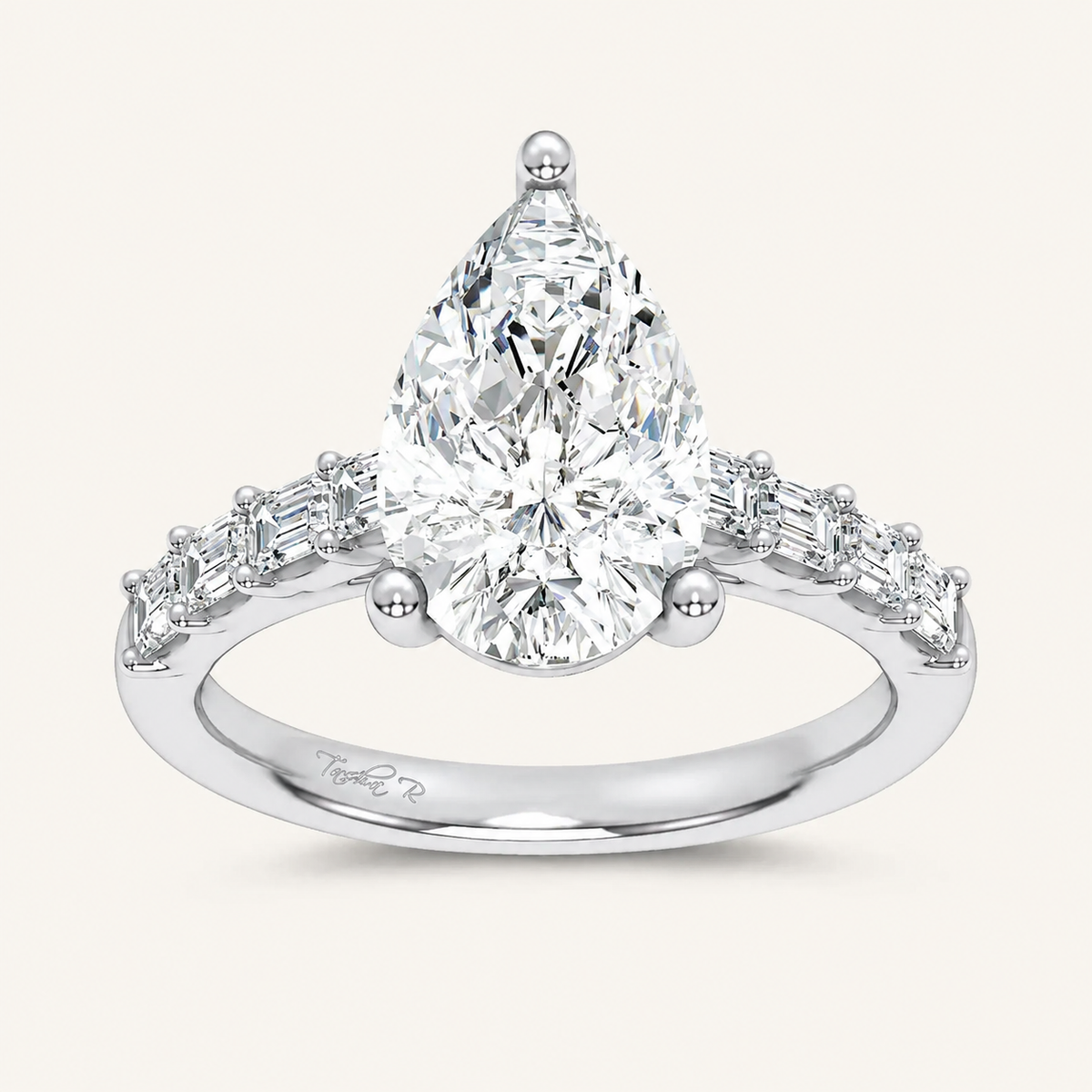 3.64CT Pear Cut Certified Lab Grown Diamond Solitaire Engagement Ring