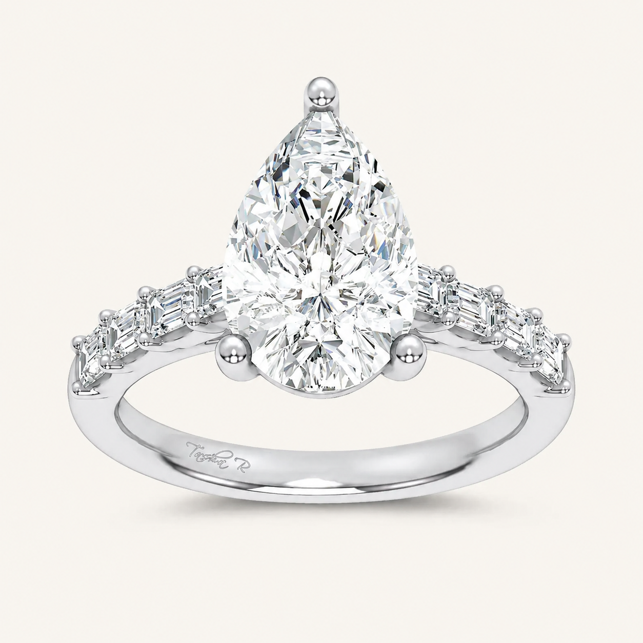 3.64CT Pear Cut Certified Lab Grown Diamond Solitaire Engagement Ring