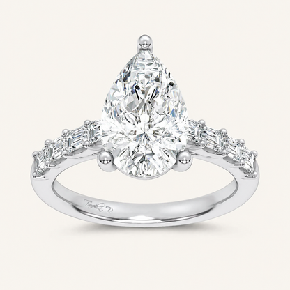 3.64CT Pear Cut Certified Lab Grown Diamond Solitaire Engagement Ring
