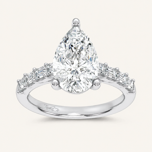 3.64CT Pear Cut Certified Lab Grown Diamond Solitaire Engagement Ring