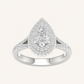 1.25CT Pear Cut Lab Grown Diamond Double Halo Ring