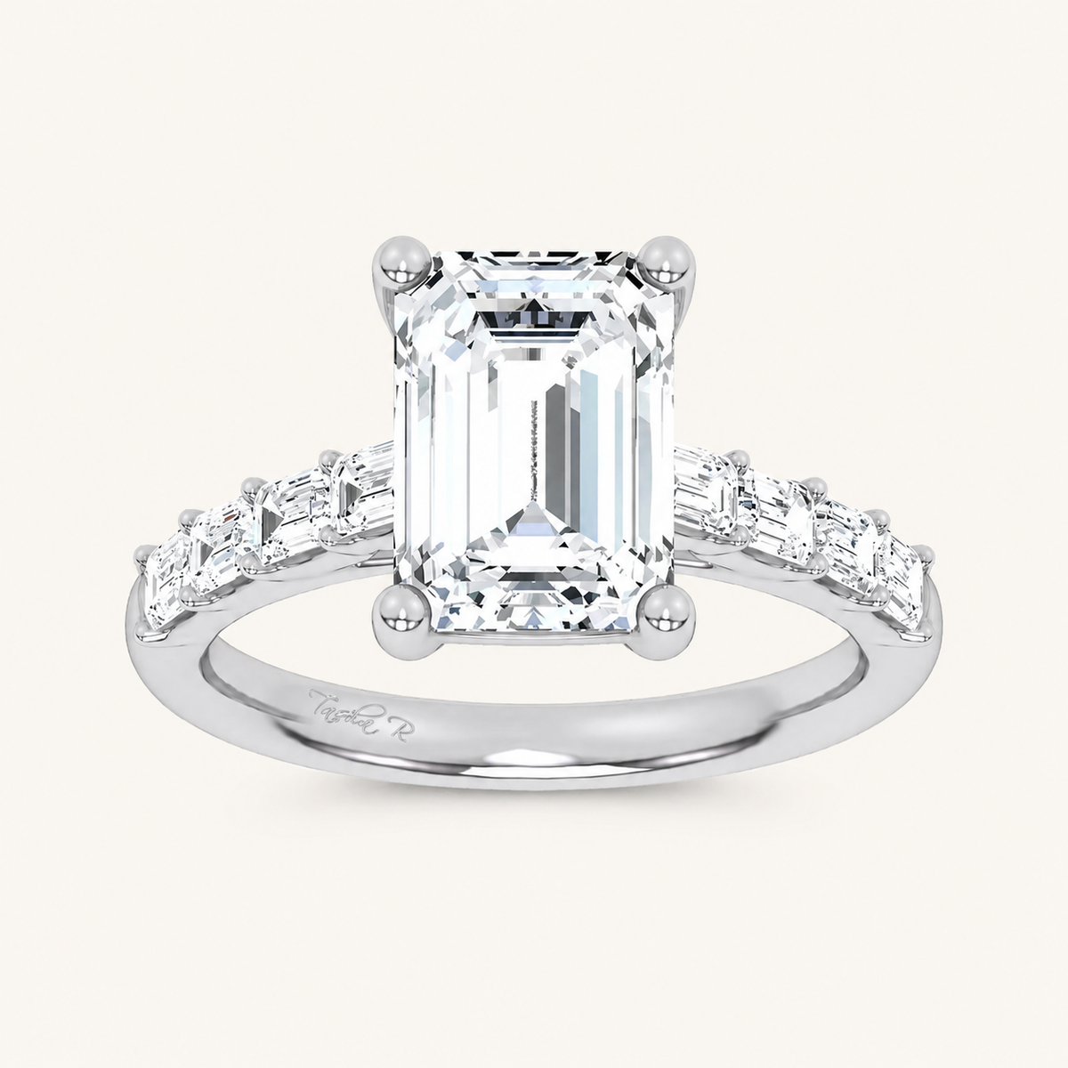 3.64CT Emerald Cut Certified Lab Grown Diamond Solitaire Engagement Ring