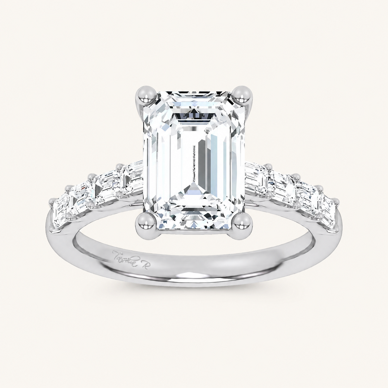 3.64CT Emerald Cut Certified Lab Grown Diamond Solitaire Engagement Ring