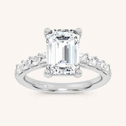 3.64CT Emerald Cut Certified Lab Grown Diamond Solitaire Engagement Ring