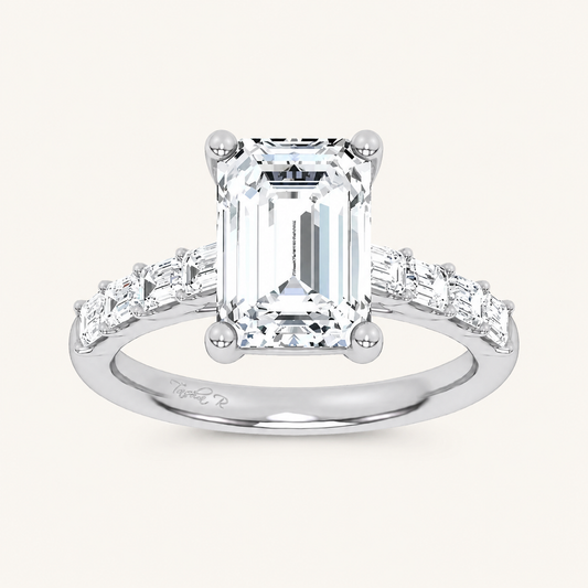 3.64CT Emerald Cut Certified Lab Grown Diamond Solitaire Engagement Ring