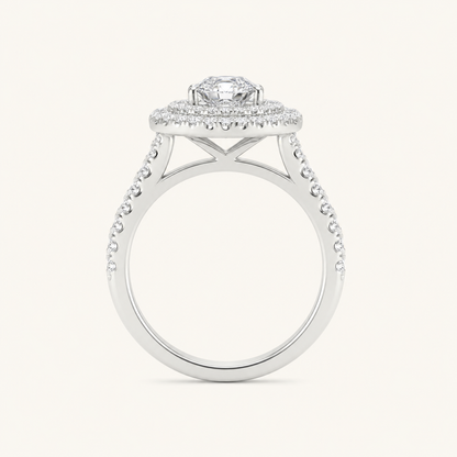 1.25CT Pear Cut Lab Grown Diamond Double Halo Ring