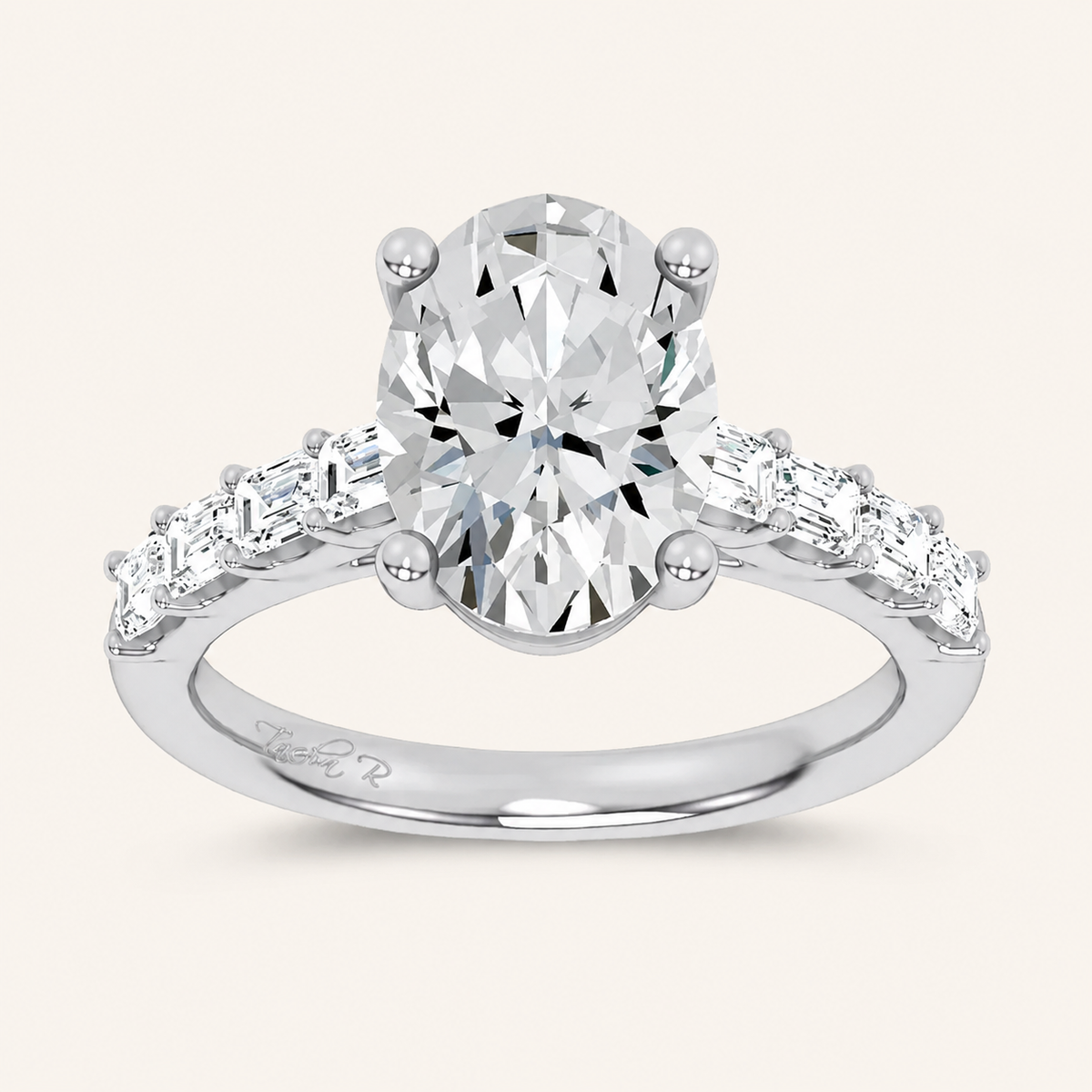 3.6CT Oval Cut Certified Lab Grown Diamond Solitaire Engagement Ring
