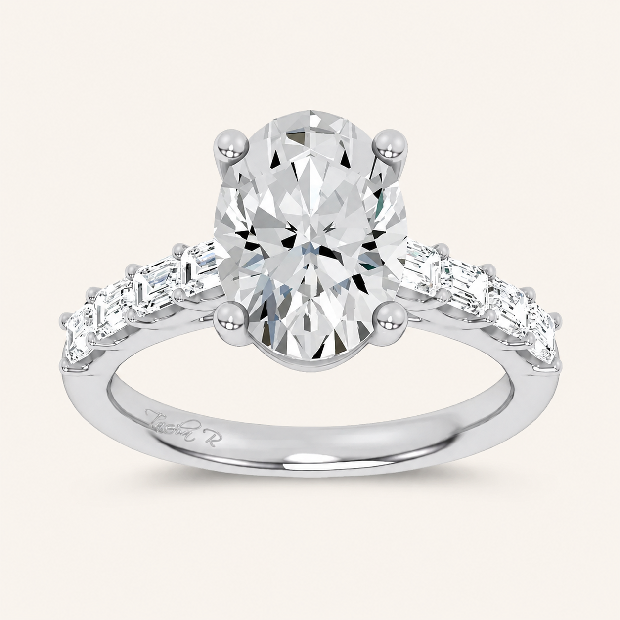 3.6CT Oval Cut Certified Lab Grown Diamond Solitaire Engagement Ring