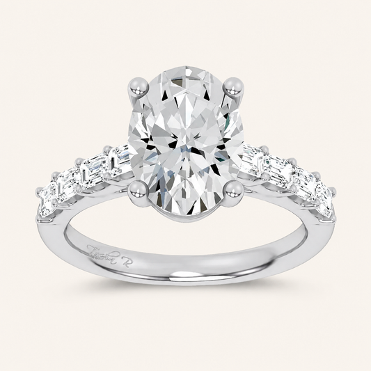 3.6CT Oval Cut Certified Lab Grown Diamond Solitaire Engagement Ring