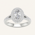 1.25CT Oval Cut Lab Grown Diamond Double Halo Ring