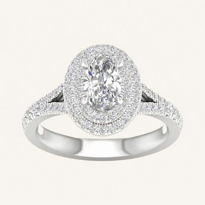 1.25CT Oval Cut Lab Grown Diamond Double Halo Ring