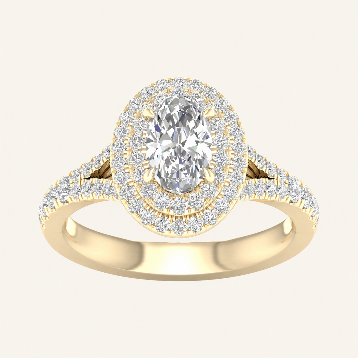 1.25CT Oval Cut Lab Grown Diamond Double Halo Ring