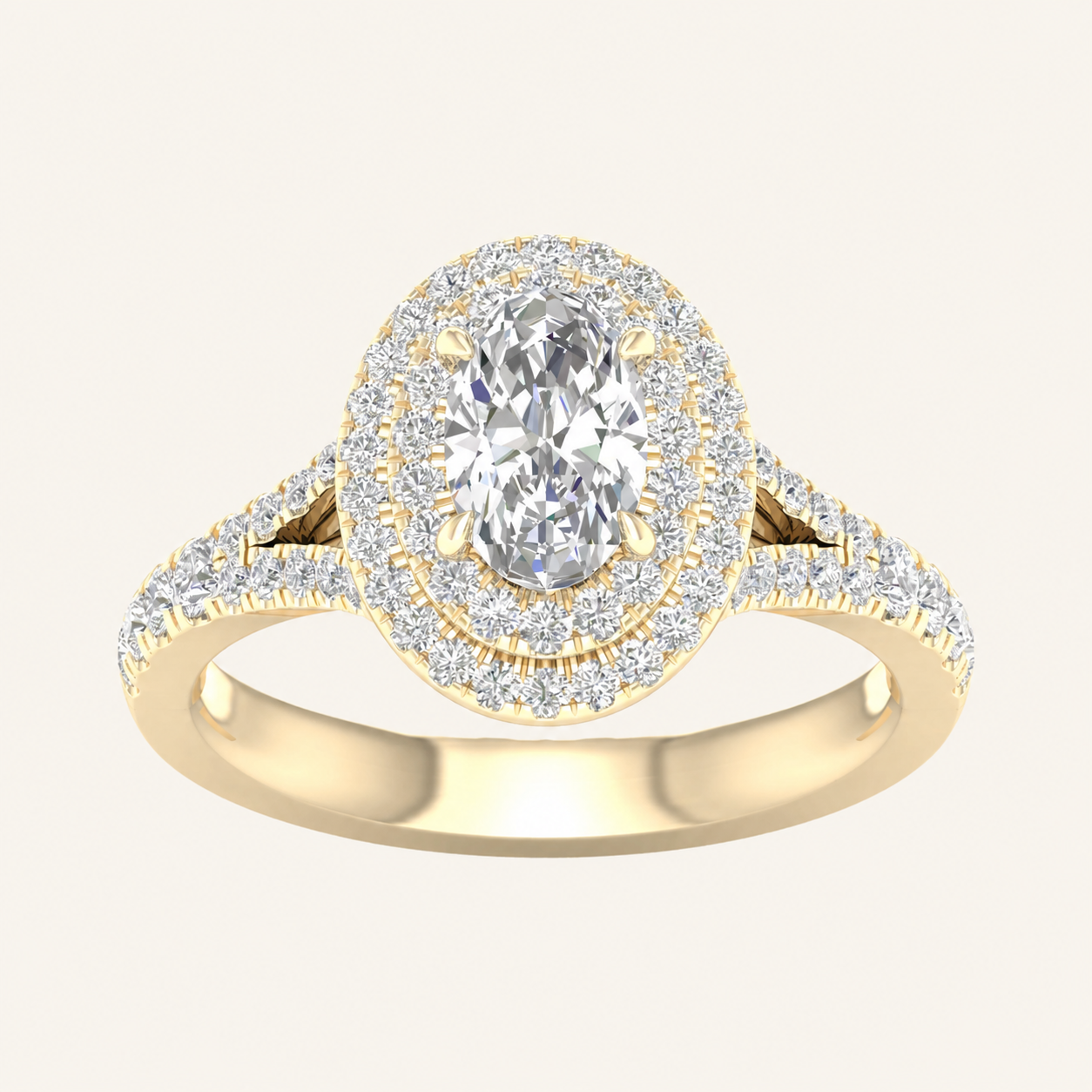 1.25CT Oval Cut Lab Grown Diamond Double Halo Ring