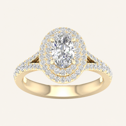 1.25CT Oval Cut Lab Grown Diamond Double Halo Ring