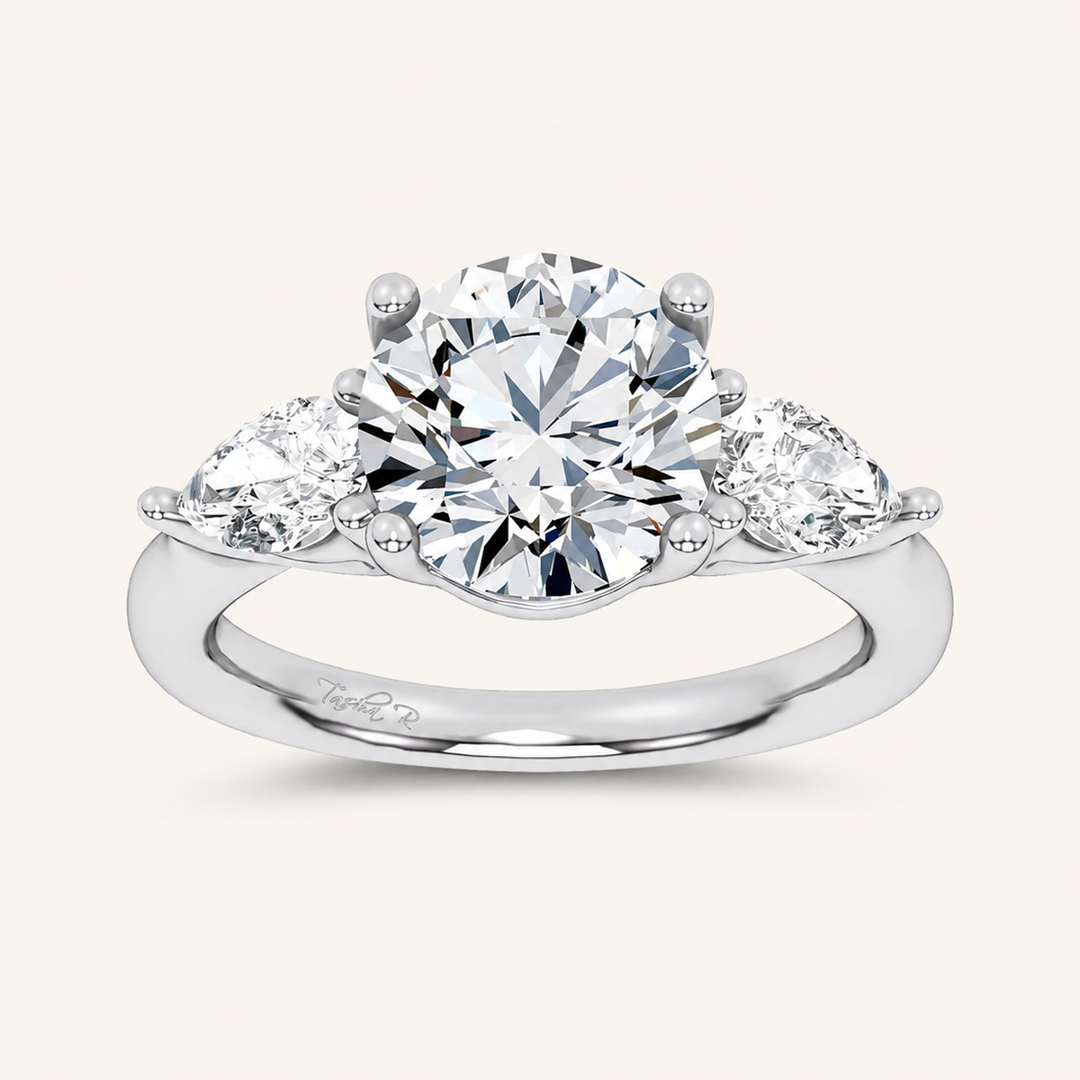 3.80CT Round Cut Diamond Diamond Three stone Ring