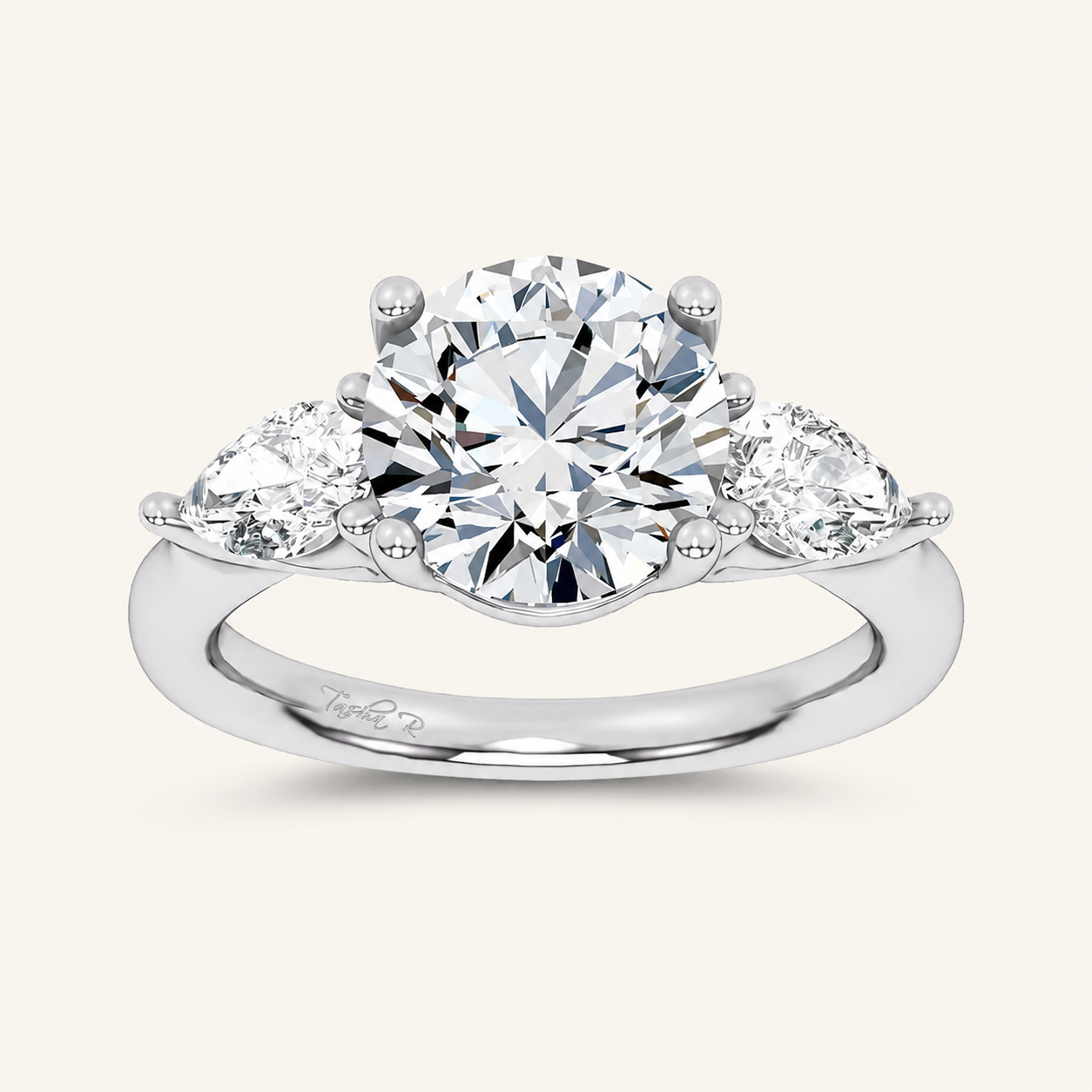 3.80CT Round Cut Diamond Diamond Three stone Ring