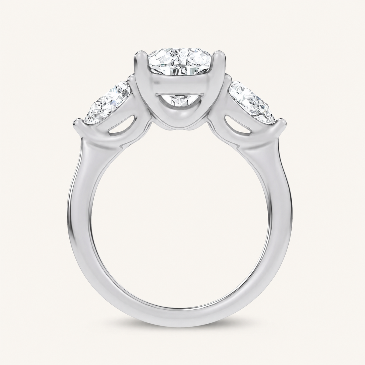 3.80CT Pear Cut Lab Grown Diamond Three stone Ring