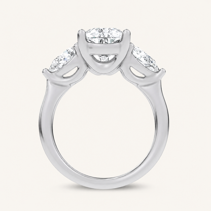 3.80CT Pear Cut Lab Grown Diamond Three stone Ring