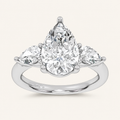 3.80CT Pear Cut Lab Grown Diamond Three stone Ring